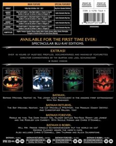 Batman Anthology Blu-ray back cover with disc details